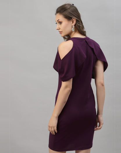Wine Cut out Sleeve Bodycon Dress