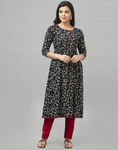 Sparkling Black Coloured Printed Rayon Kurti | SLV333K882