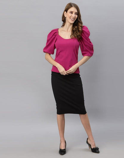Magenta Puff Sleeve Top