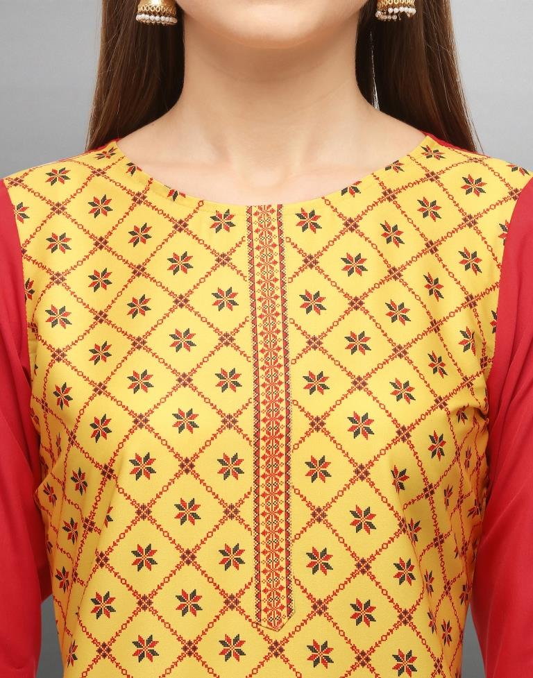 Refreshing Yellow Coloured Digital Printed Crepe Kurti  | SLV336K912