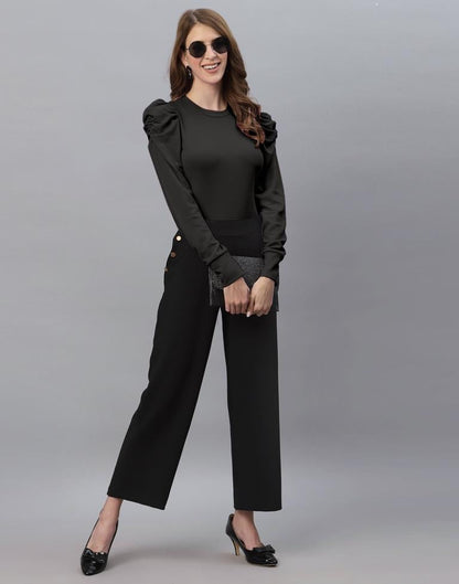 Black Puff Sleeve Top