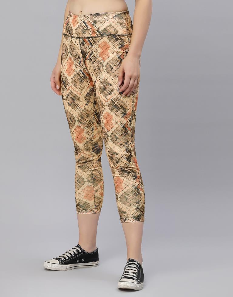Beige Printed Track Pant