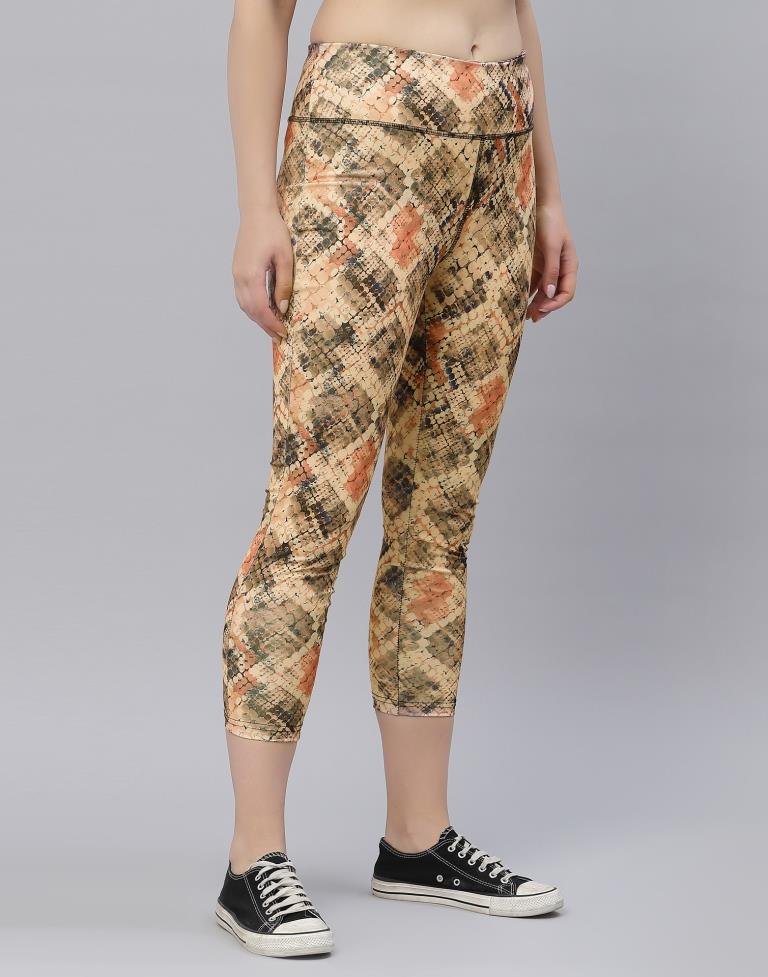 Beige Printed Track Pant