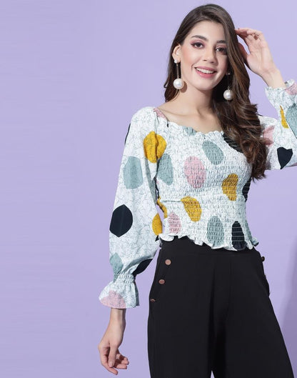 White Smocked Top