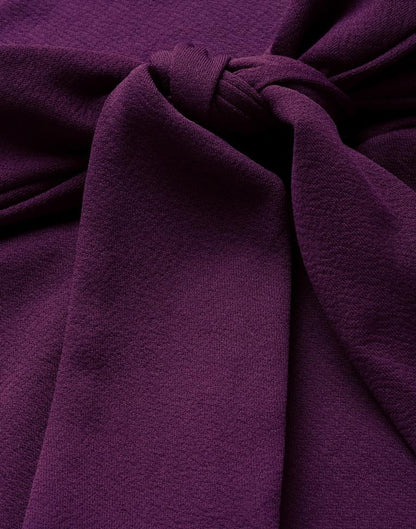 Wine Puff Sleeve Collared Dress