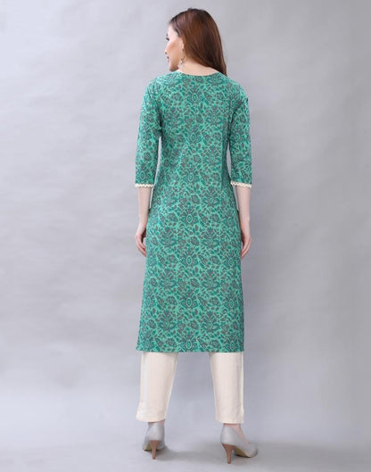 Engrossing Aqua Green Coloured Table Printed Cotton Kurti  | SLV349K1042