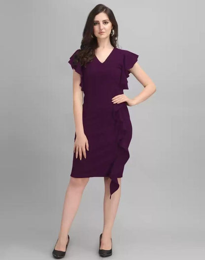 Wine Ruffle Bodycon Dress