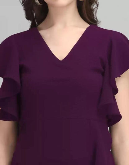 Wine Ruffle Bodycon Dress