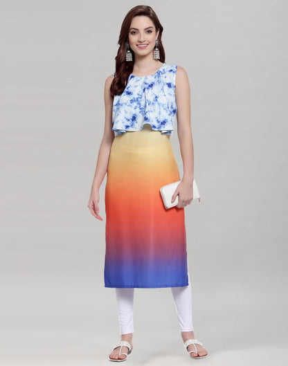 Multicolour Digital Printed Ombre Kurti