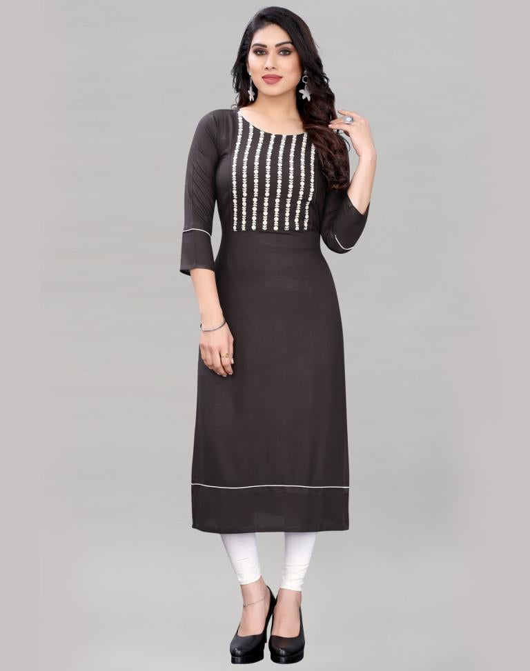 Grey Embroidered Kurti | SLV368K133