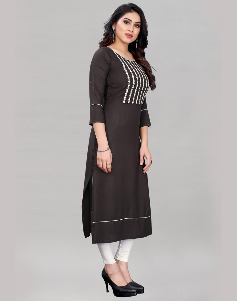 Grey Embroidered Kurti | SLV368K133