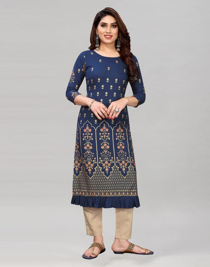 Navy Blue Printed Kurti
