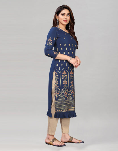Navy Blue Printed Kurti