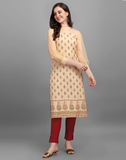 Cream Printed Kurti