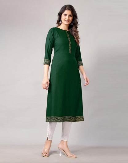 Bottal Green Printed Kurti