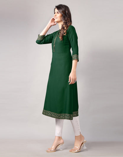 Bottal Green Printed Kurti