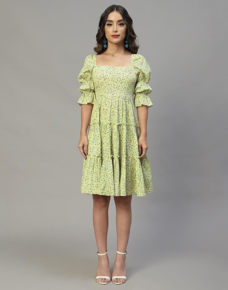 Lime Yellow Frilled Dress