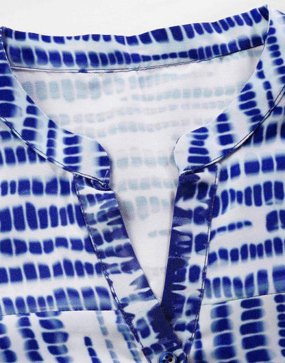 White &amp; Blue Printed Kurti