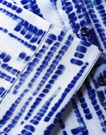 White &amp; Blue Printed Kurti