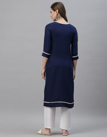 Navy Blue Embroidered Kurti