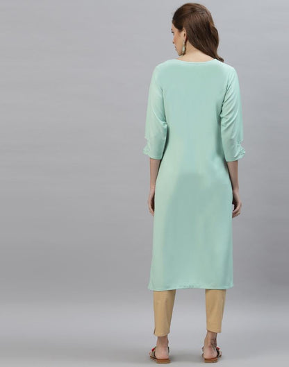 Mint Green Embroidered Kurti