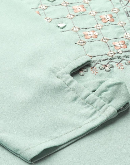 Mint Green Embroidered Kurti