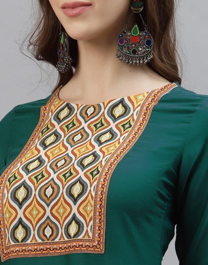 Teal Digital Printed Kurti