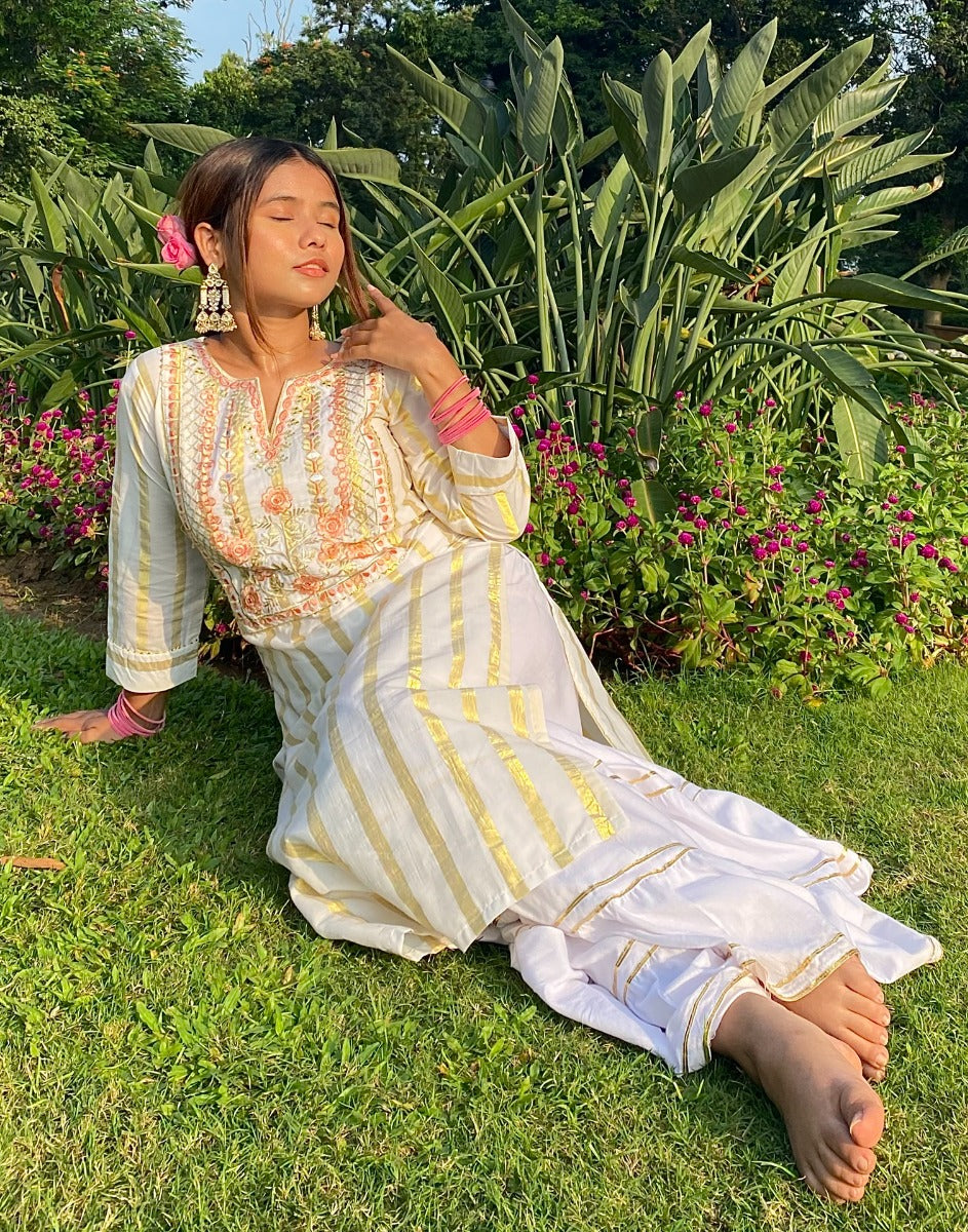 White Embridary Kurti