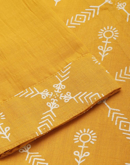 Mustard Yellow Printed Kurti