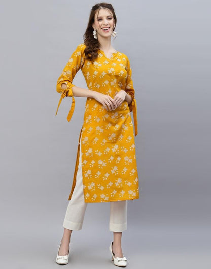Mustard Printed Kurti