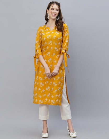 Mustard Printed Kurti