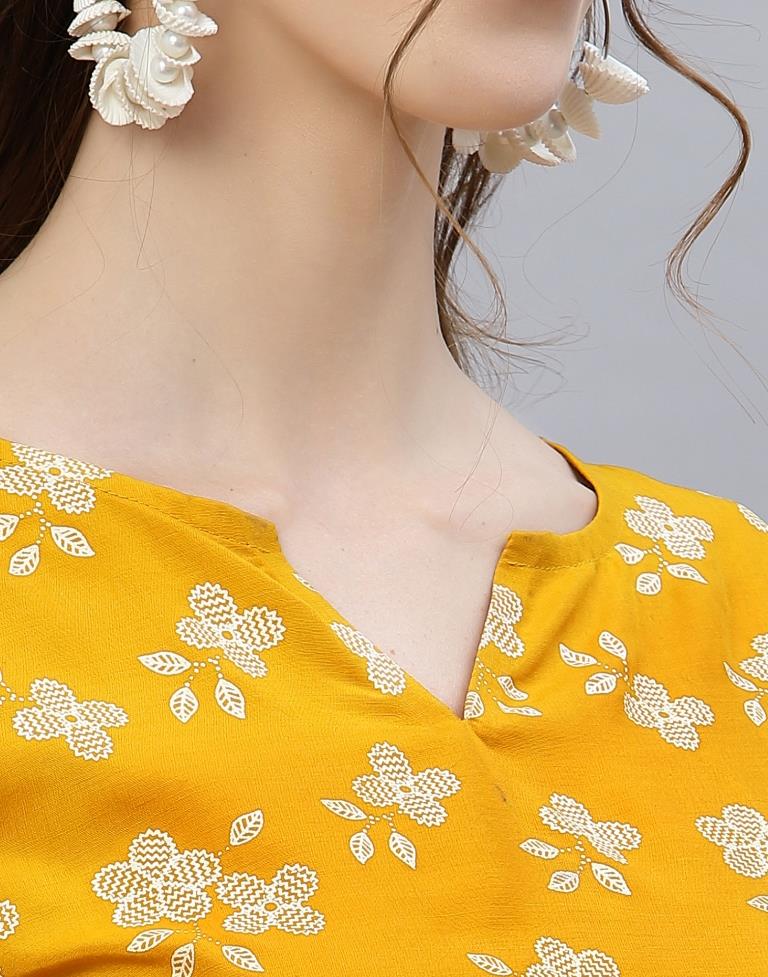 Mustard Printed Kurti