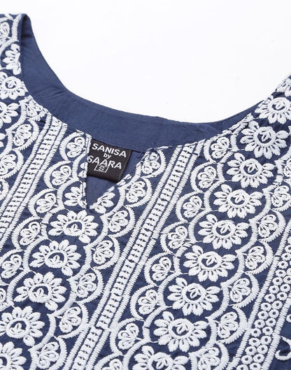 Blue Embrodery Kurti