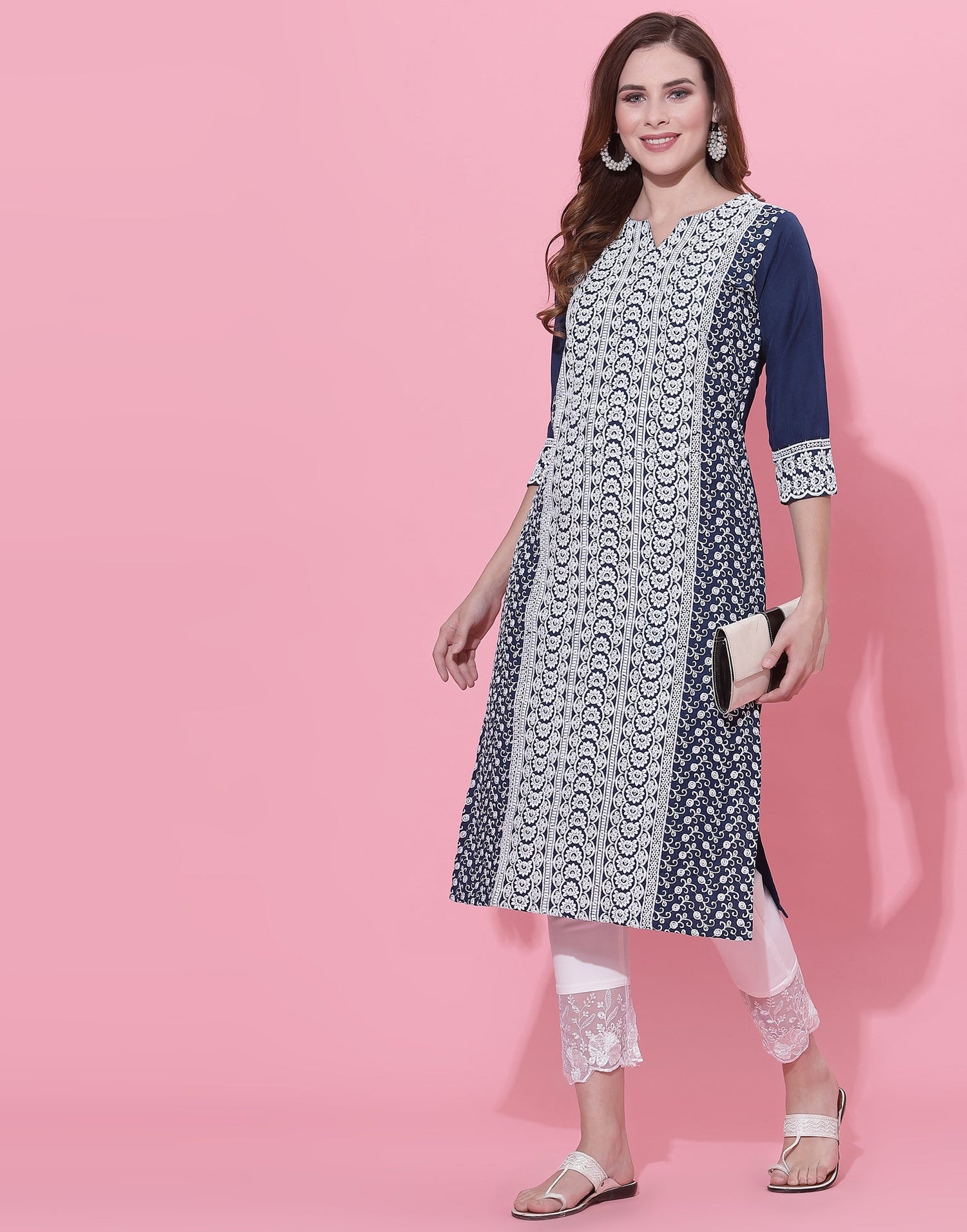 Blue Embrodery Kurti