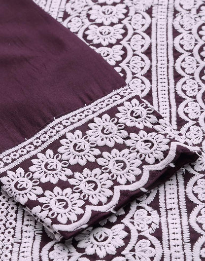 Wine Embrodery Kurti