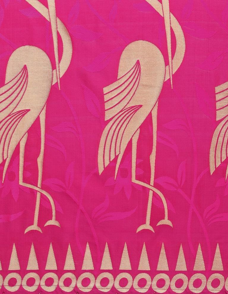 Sleek Pink Coloured Poly Silk Jacquard Banarasi Dupatta | SLV45FD117