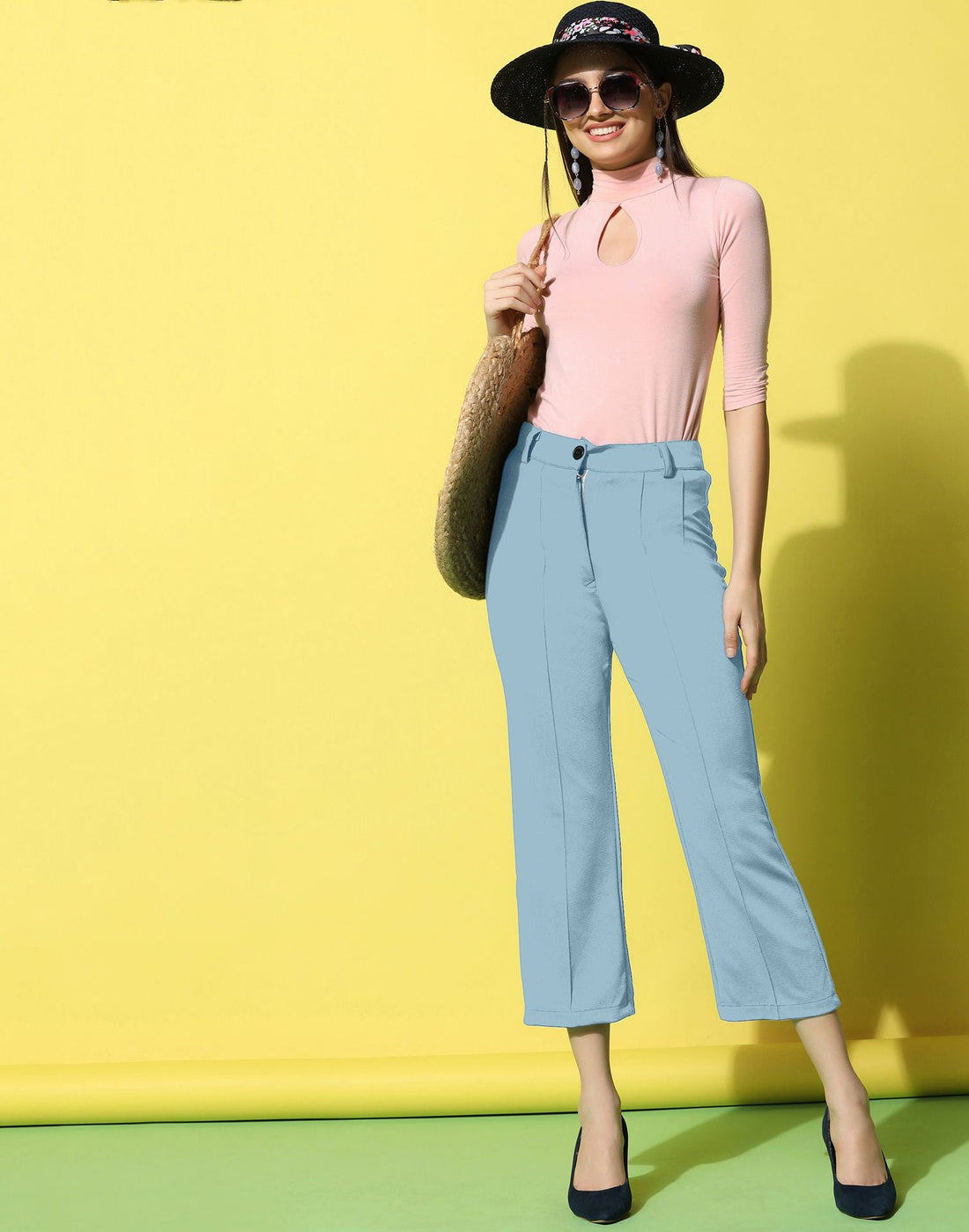 Steal Blue Pin Tuck Straight Fit Trouser