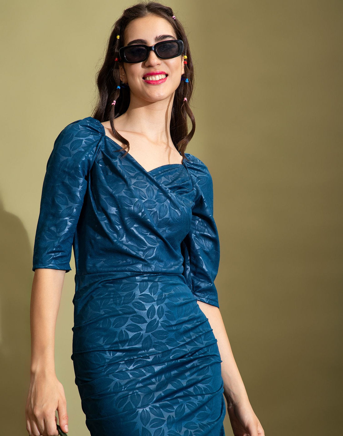 Teal Wrap Bodycon Dress
