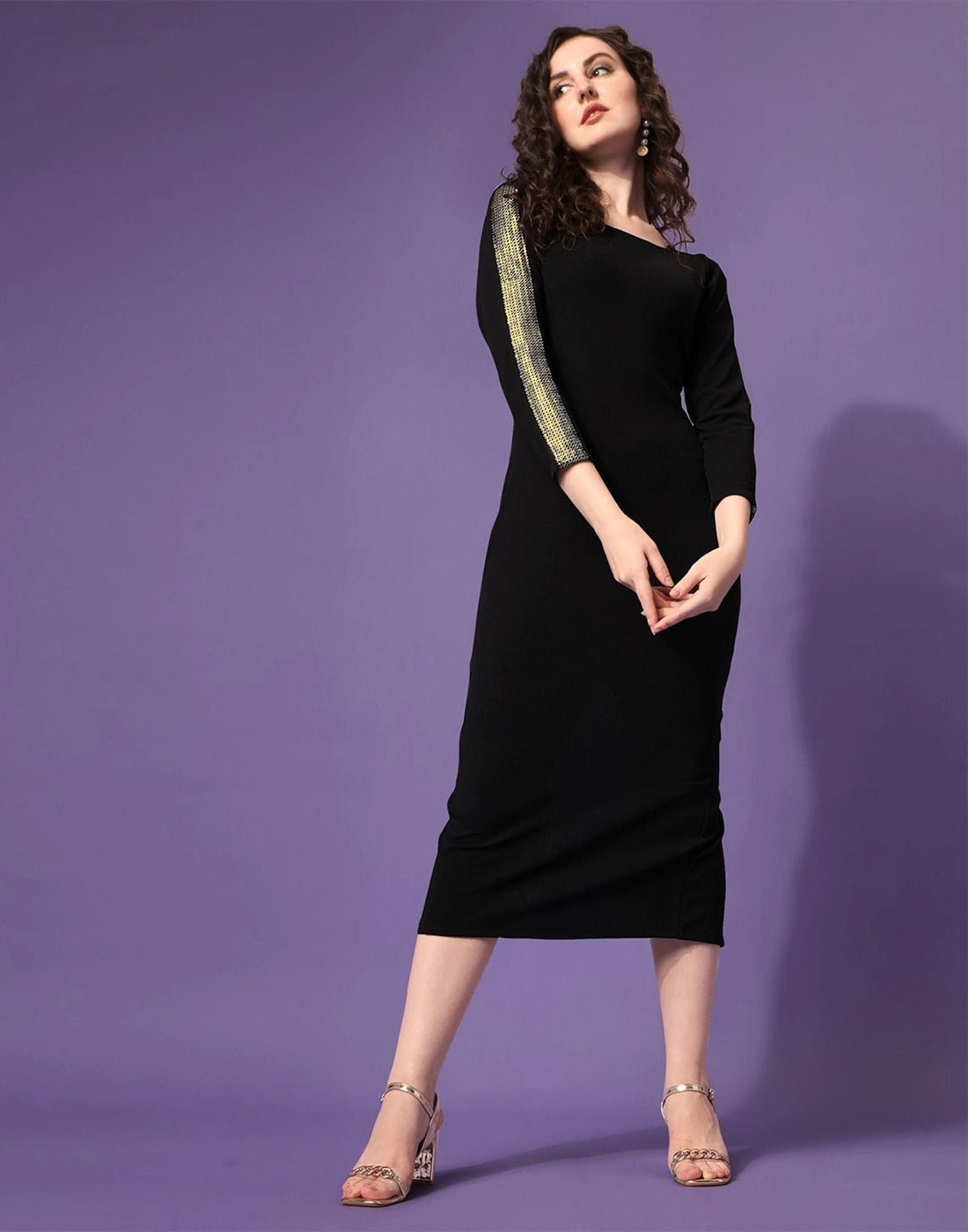 Black Bodycon Midi Dress