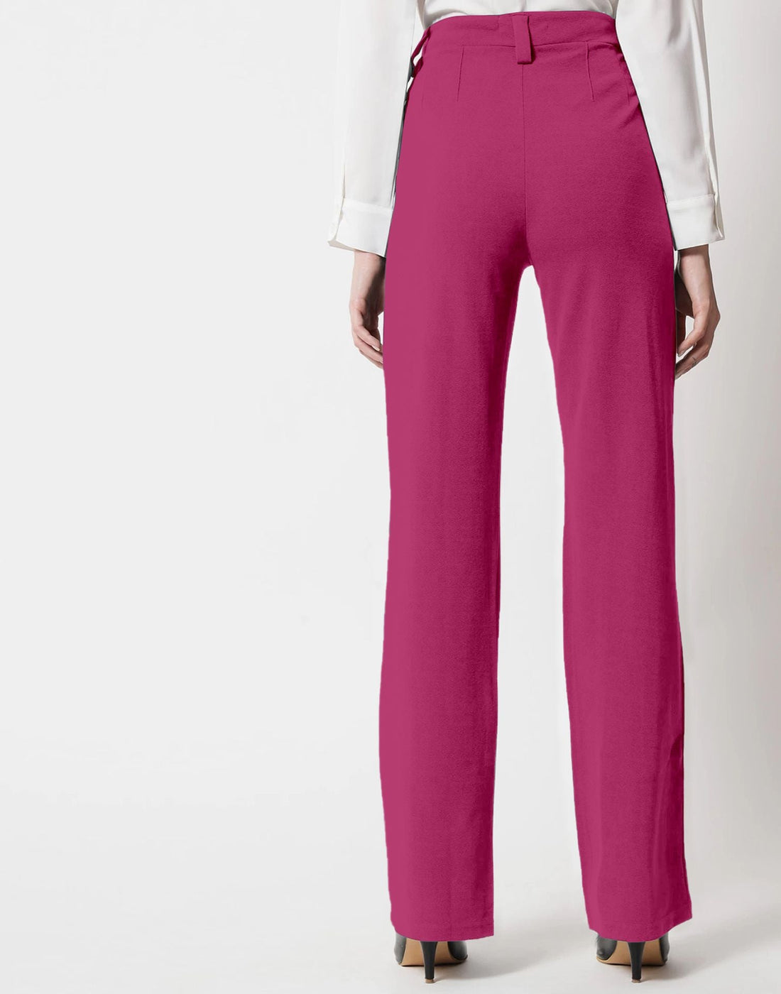 Pink Pin Tuck Flared Trouser