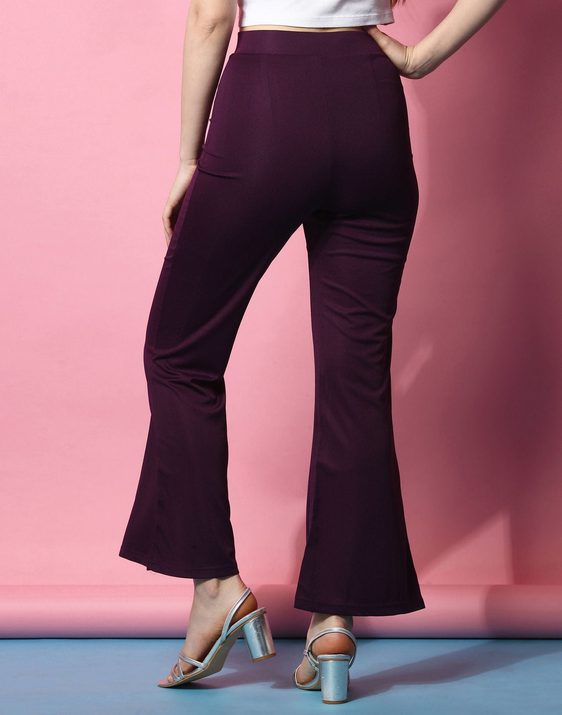Wine Fit and Flared Trouser