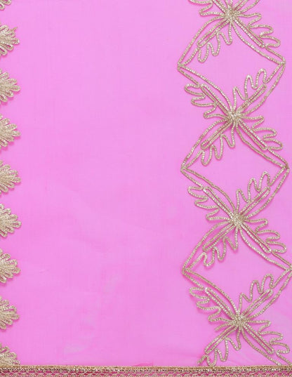 Adorable Pink Coloured Net Gota Work Dupatta | SLV61FD206