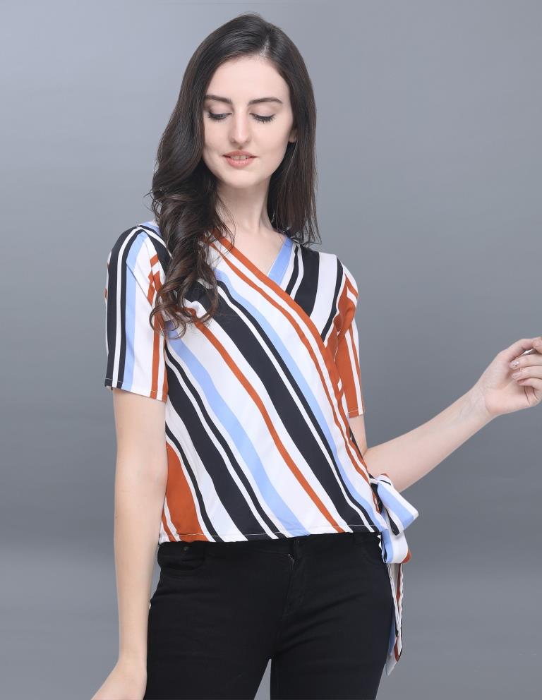 Impressive White Coloured Printed Crepe Tops | SLV61TK2081