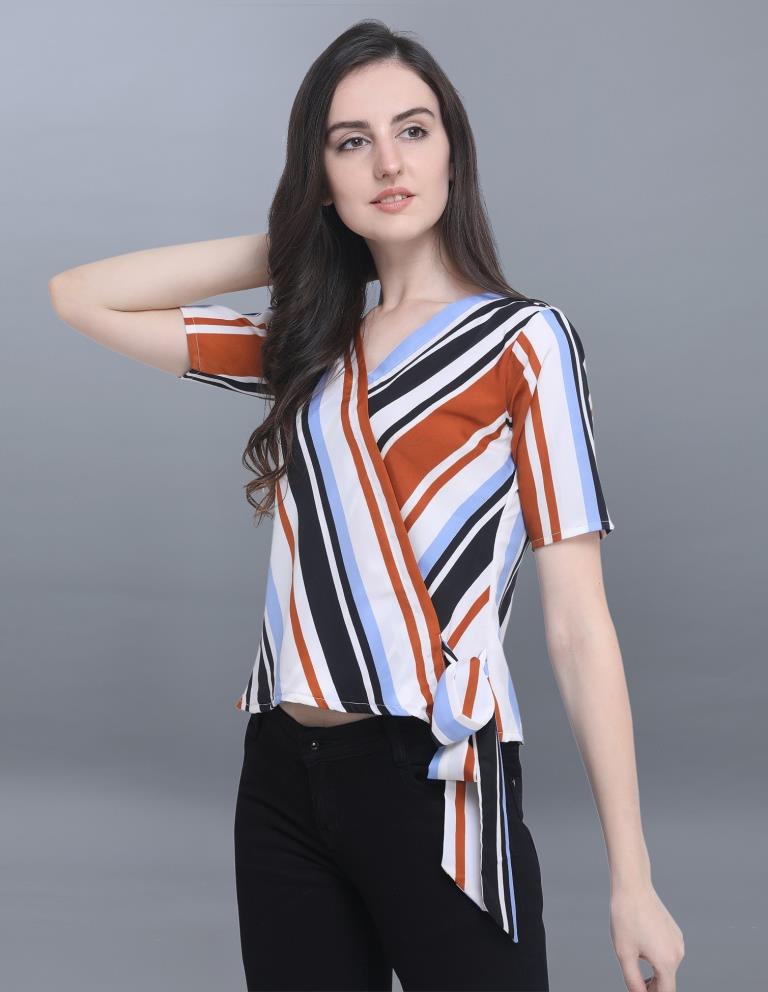 Impressive White Coloured Printed Crepe Tops | SLV61TK2081