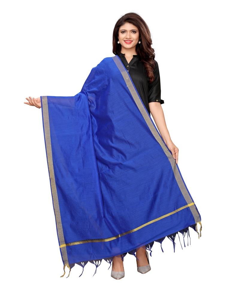 Tremendous Blue Coloured Cotton Silk Dyed Dupatta | SLV62FD129