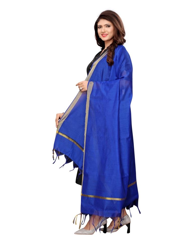 Tremendous Blue Coloured Cotton Silk Dyed Dupatta | SLV62FD129