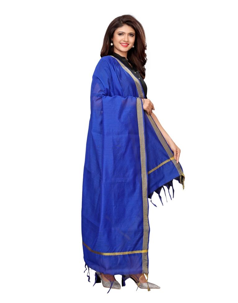 Tremendous Blue Coloured Cotton Silk Dyed Dupatta | SLV62FD129