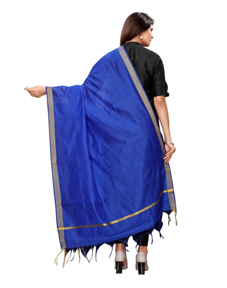 Tremendous Blue Coloured Cotton Silk Dyed Dupatta | SLV62FD129