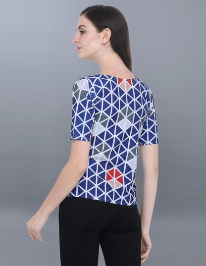 Splendiferous Blue Coloured Printed Crepe Tops | SLV64TK2111