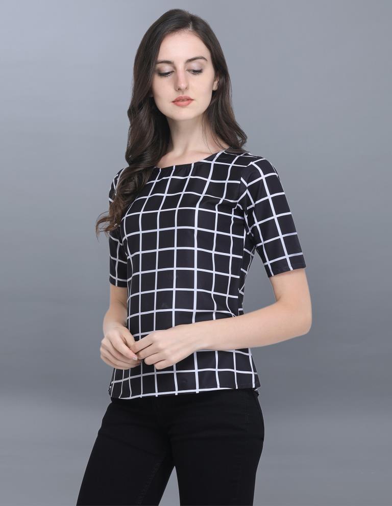 Attractive Black Coloured Printed Crepe Tops | SLV64TK2113